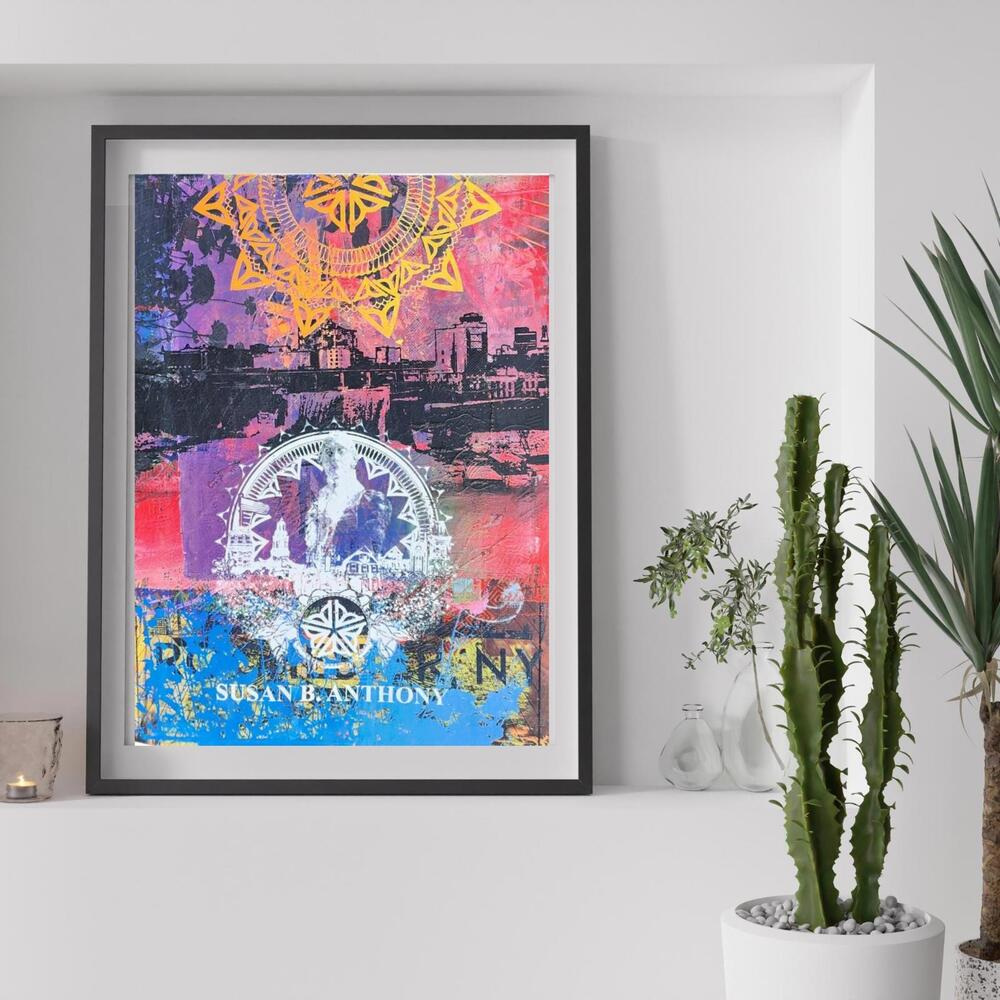 The 'Niltsi', 18 x 24" Multi Color, OOAK Poster Celebrating Susan B. Anthony